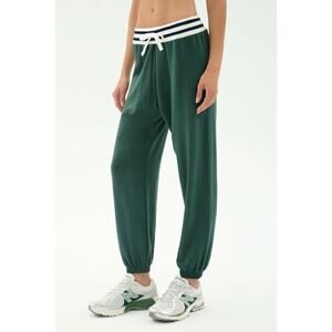 Splits59 Andie Oversized Fleece Sweatpants W/ Stripe - Military